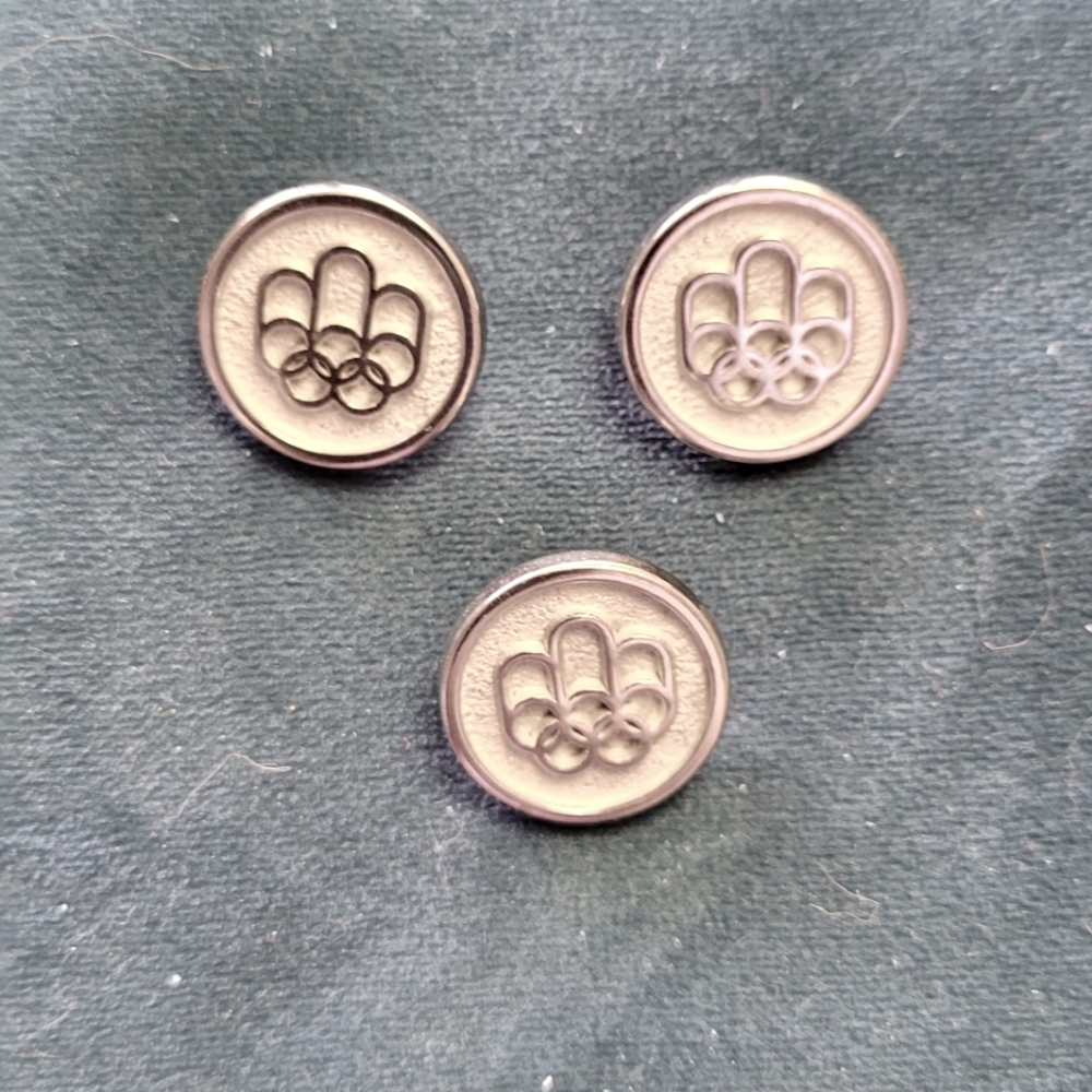 2/$12 1976 Montreal Olympics collectible silver buttons - lot of 3